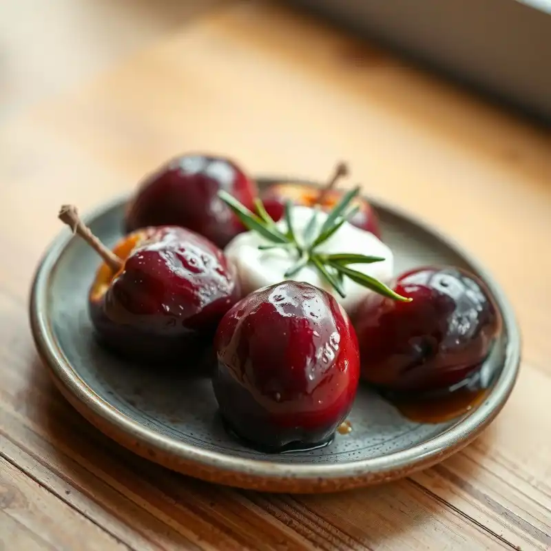 Ciruelas Glaseadas con Romero y Yogur