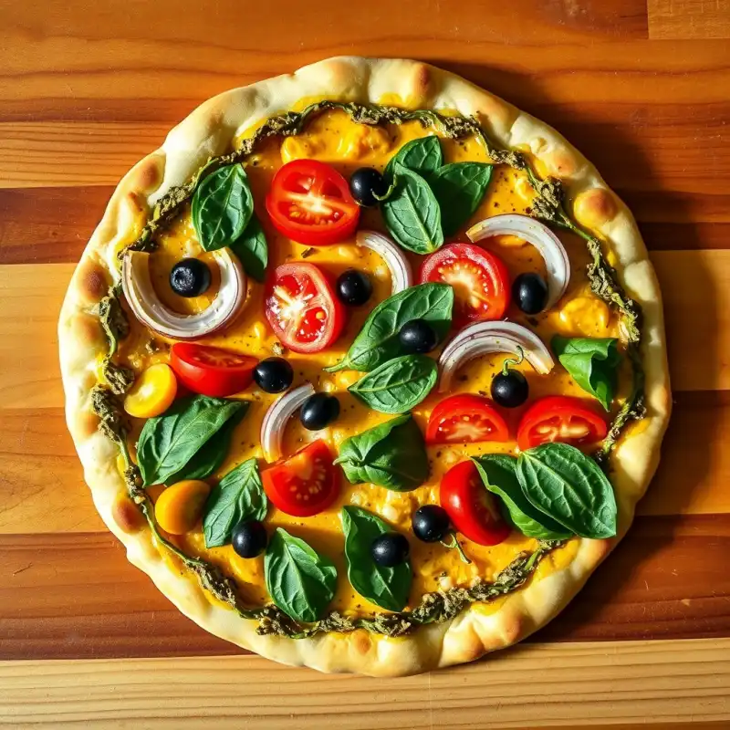 Pizza Vegana de Verano con Pesto y Verduras Frescas