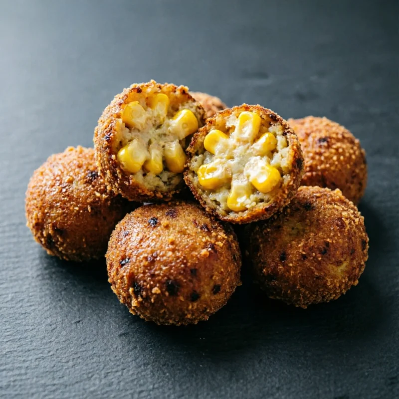 Bolas Crujientes de Maíz y Champiñones con Salsa de Tamarindo