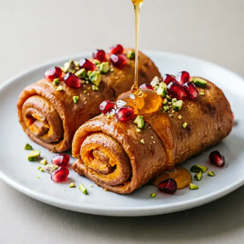 Rollitos de Boniato Ahumado y Granada