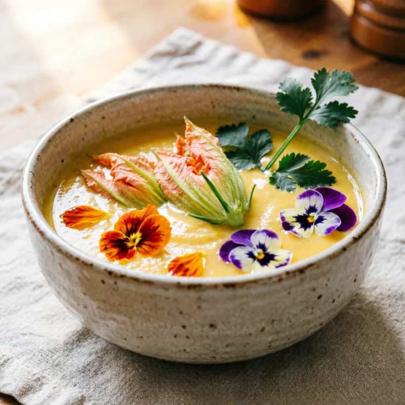 Puchero Cremoso de Maíz con Flor de Calabaza