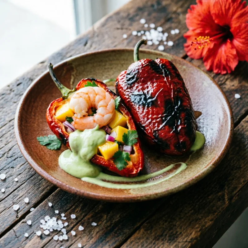 Chiles Rellenos de Mango y Camarón
