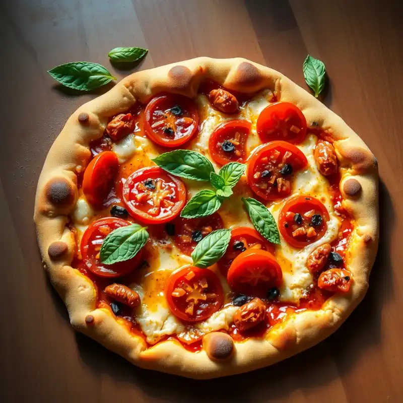 Pizza de Verano con Tomates Cherry Confitados y Menta Fresca