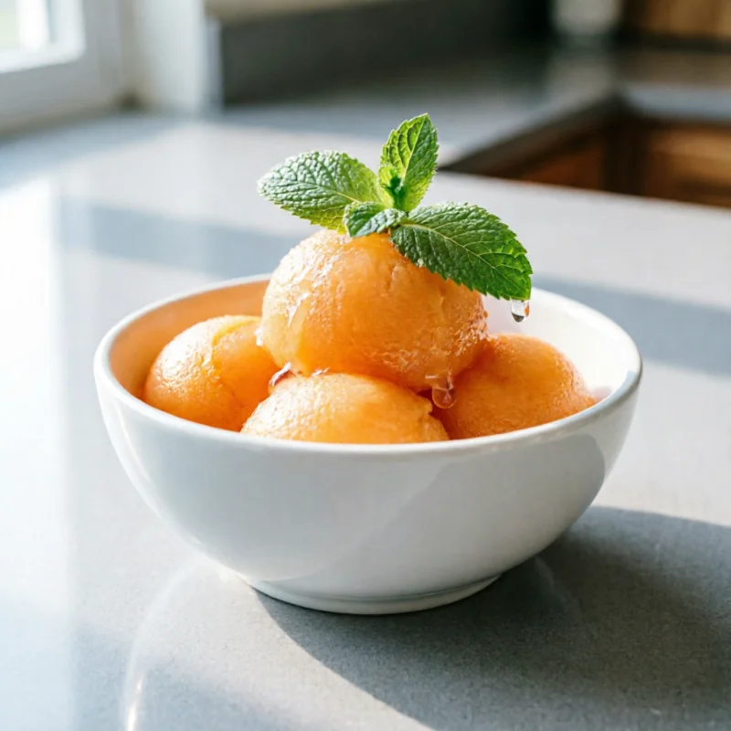 Bolitas de Melón y Menta Helada