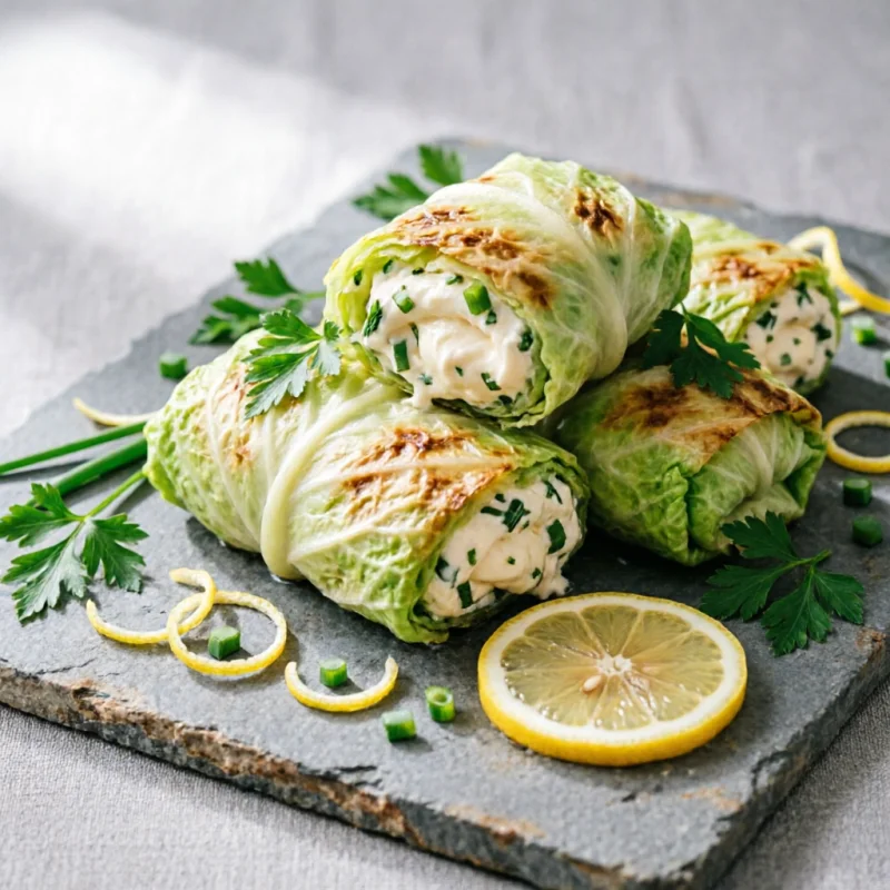 Rollitos de Col con Queso y Limón