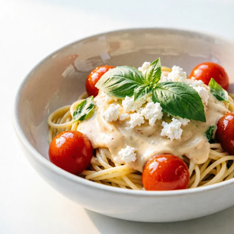 Pasta con Tomates Cherry y Ricota Fresca