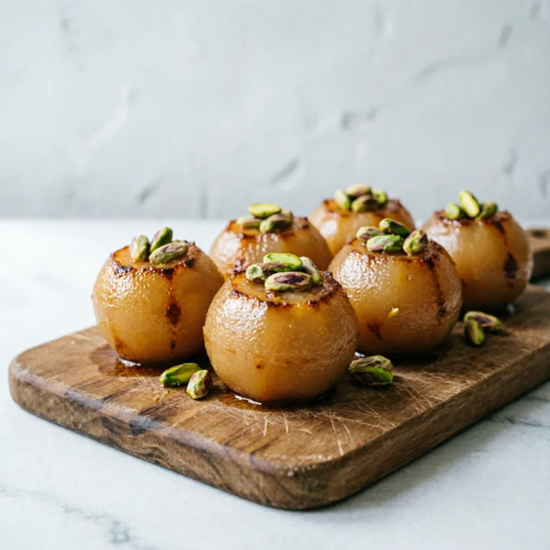Bolas de Pera Curada con Anchoa y Pistacho