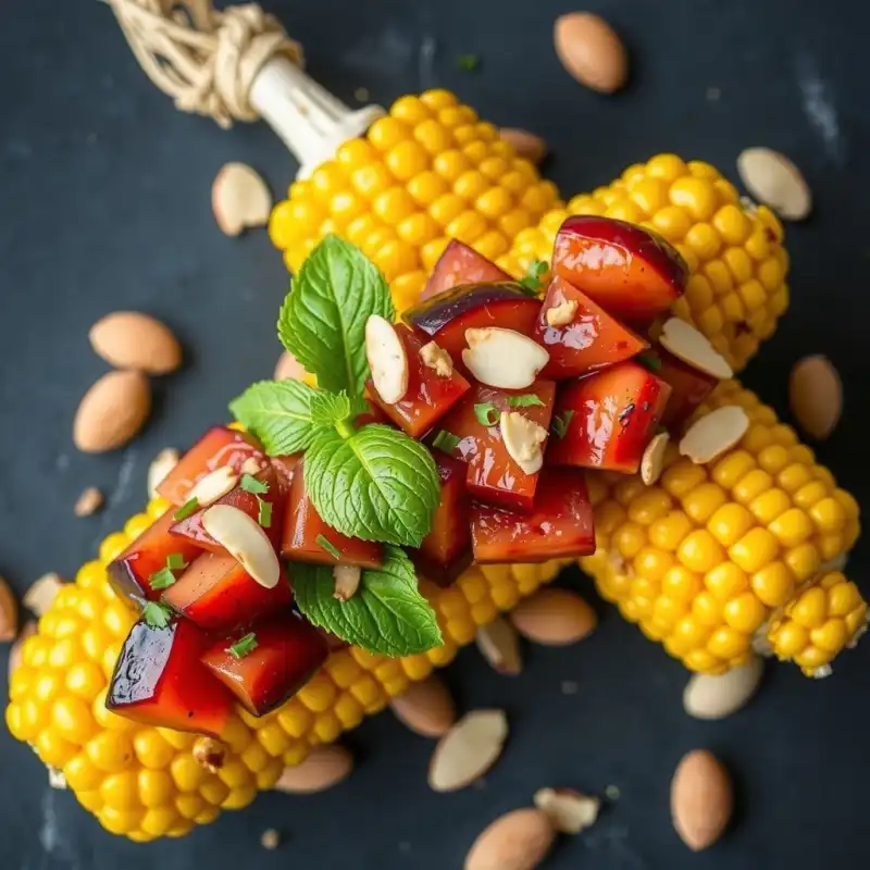 Maíz Asado Marroquí con Salsa de Ciruela y Menta