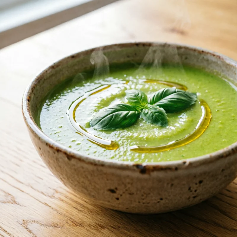 Caldo Refrescante de Tomate Verde y Albahaca