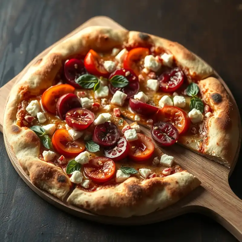 Pizza Veraniega de Frambuesa y Chalota Caramelizada