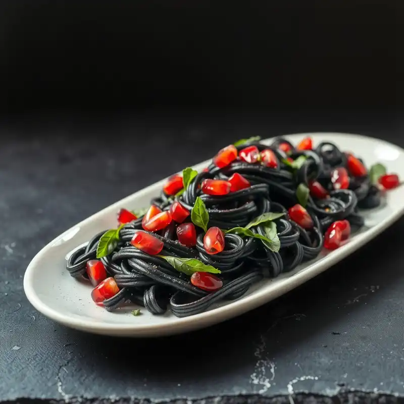 Fideuá Negra con Acelgas y Granadas