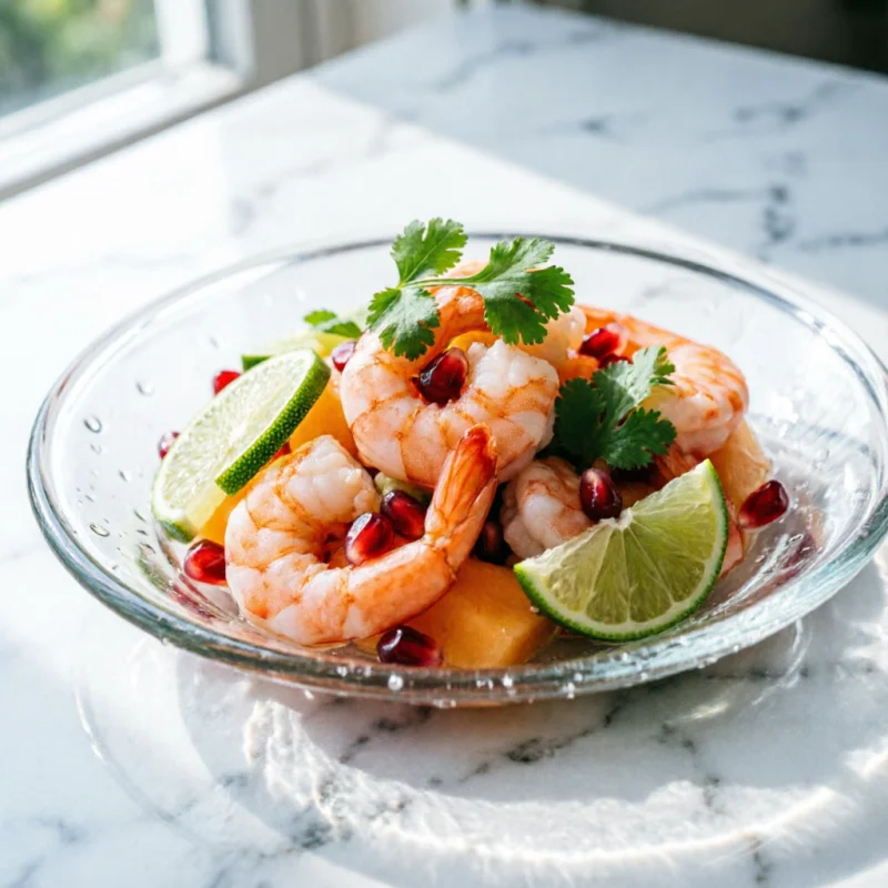Cebiche de Camarones y Melón con Lima