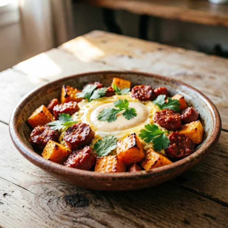 Revoltillo de Boniato y Chorizo Picante