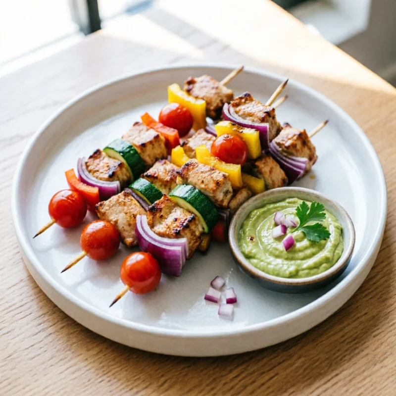 Brochetas Divertidas de Pollo y Vegetales
