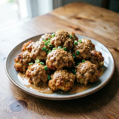 Bolitas de Coliflor Salteada con Salsa de Cacahuete