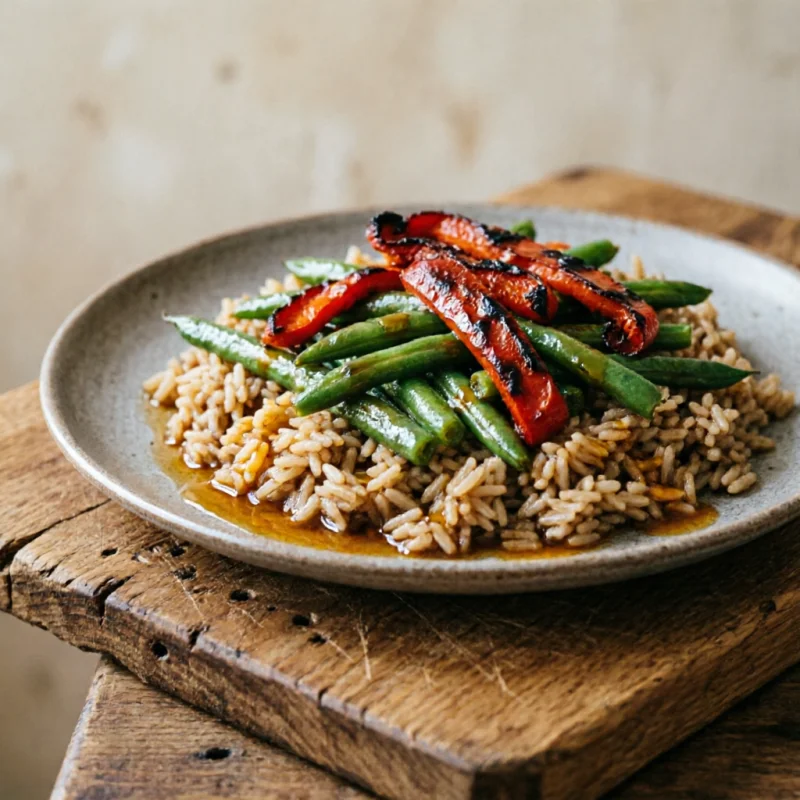 Arroz de Judías Verdes y Vinagreta Cítrica