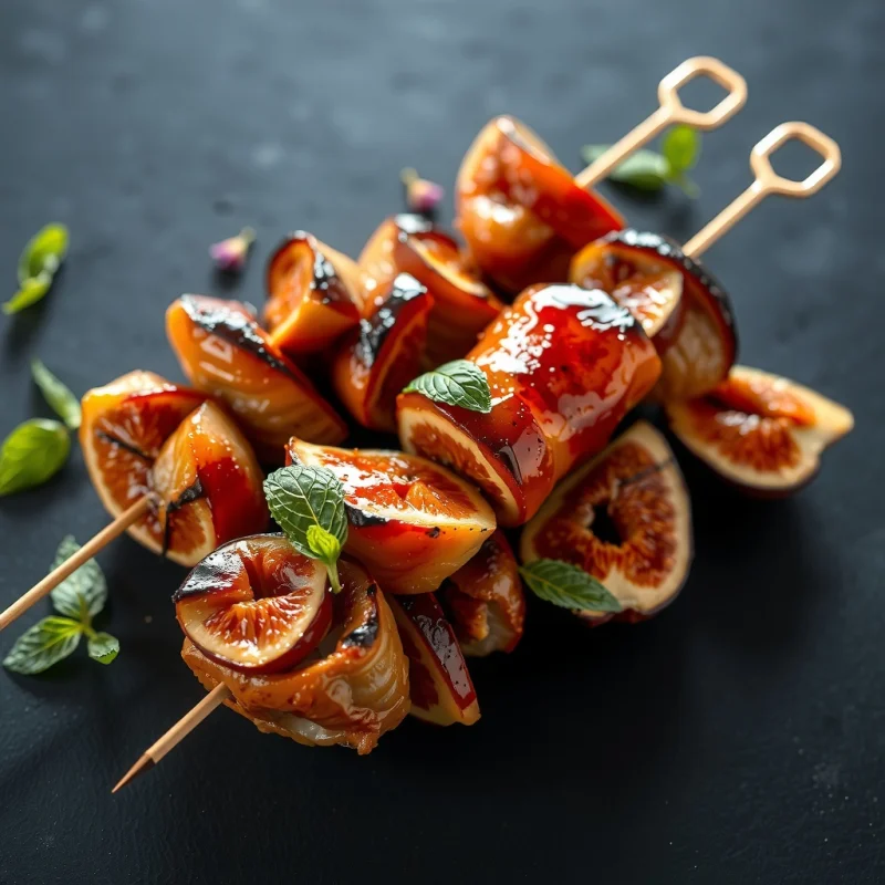 Brochettes de Pollo Glaseado con Menta y Anchoa