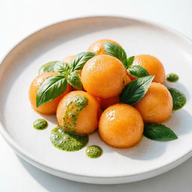 Bolas de Melón y Albahaca Fresca