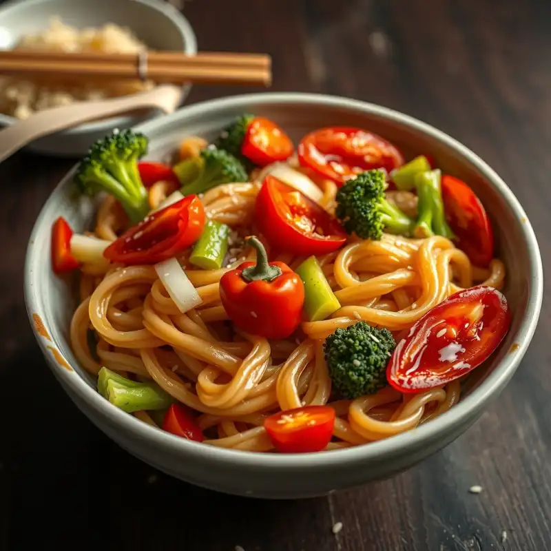 Salteado de Fideos con Salsa de Miso y Jengibre
