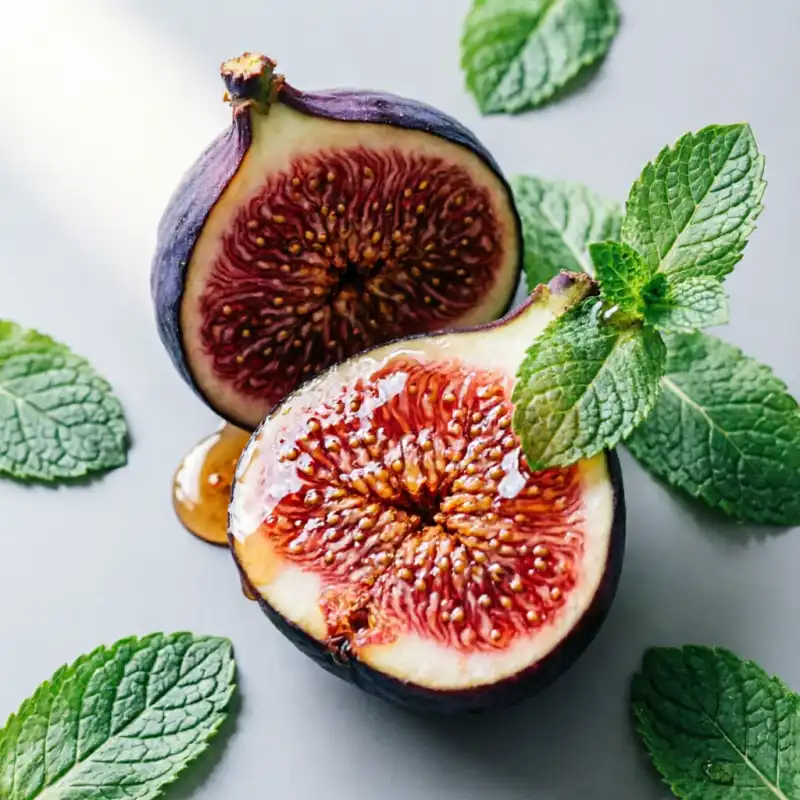 Dúo Frutal de Verano: Higos Confitados con Menta Crujiente