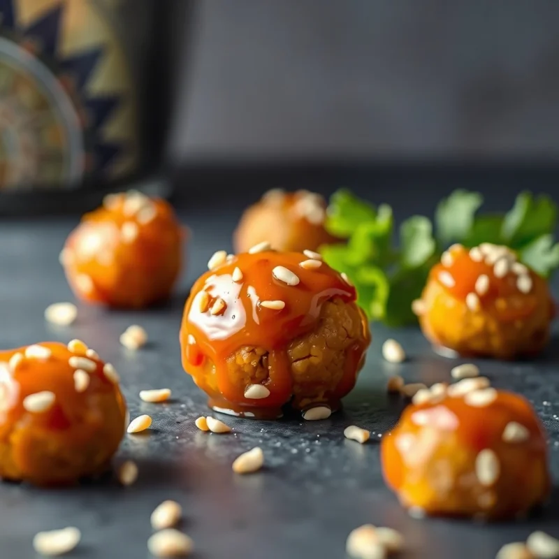 Albóndigas de Quinua Glaseadas con Naranja y Jengibre