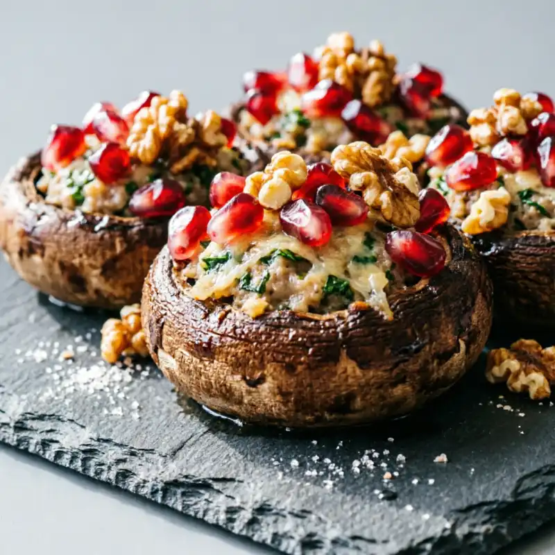 Champiñones Rellenos con Granada y Nueces