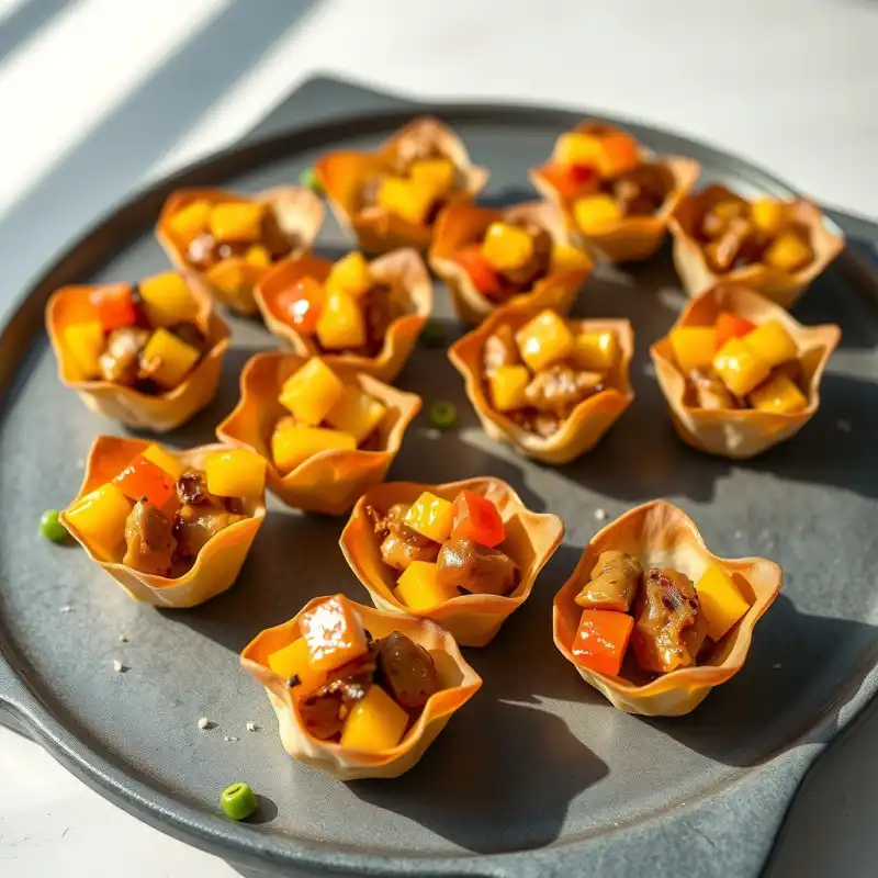 Cucharitas Crocantes de Pollo Thai con Mango