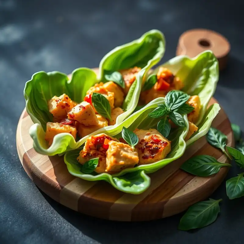 Cucharitas de Pollo Thai Low-Carb con Mango