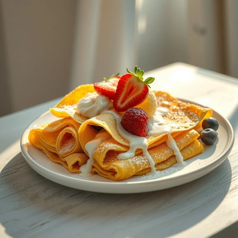 Amanecer Dorado de Crepes de Vainilla
