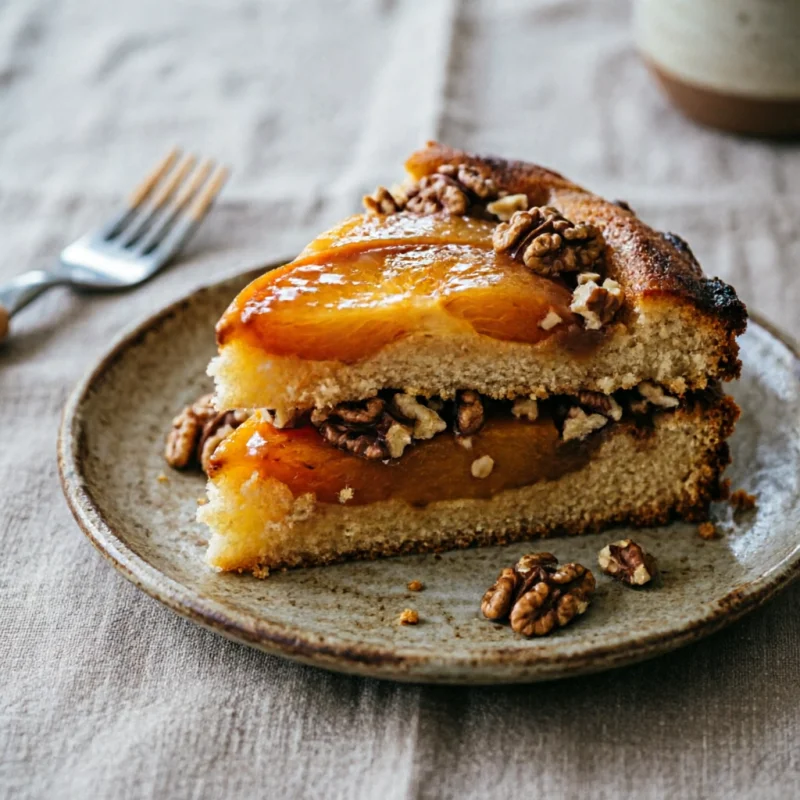 Tarta de Kaki Caramelizado y Nuez Tostada