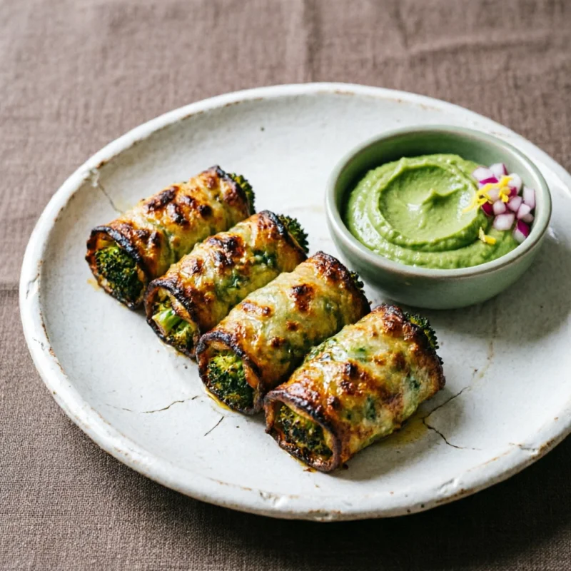 Rollitos de Brócoli con Crema de Aguacate