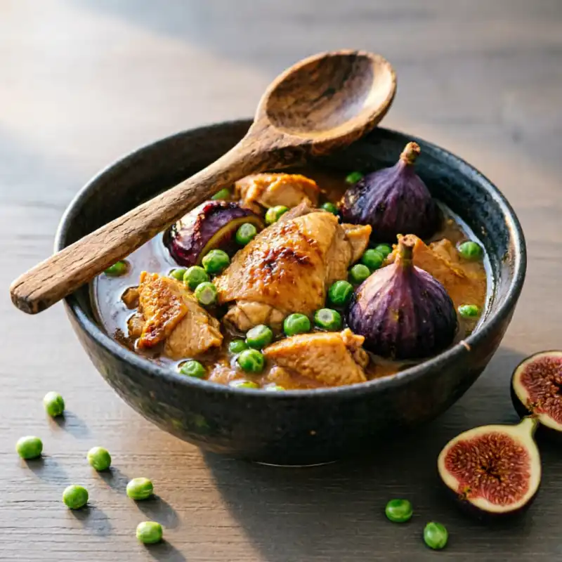 Guiso Rápido de Pollo con Judías Verdes y Higo