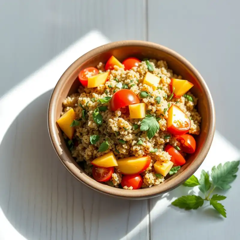 Tabulé de Quinoa Veraniego con Durazno y Albahaca
