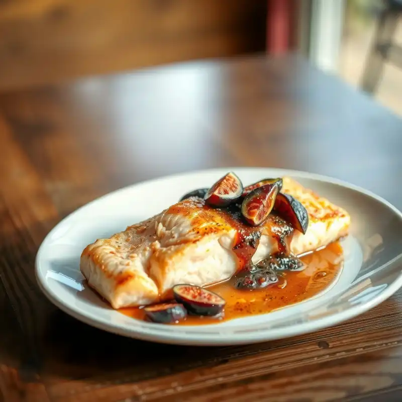 Salmón Rostizado con Salsa de Higos y Vino Blanco