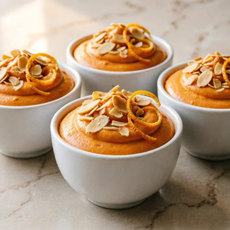 Crema de Kaki con Crujiente de Almendras y Cítricos