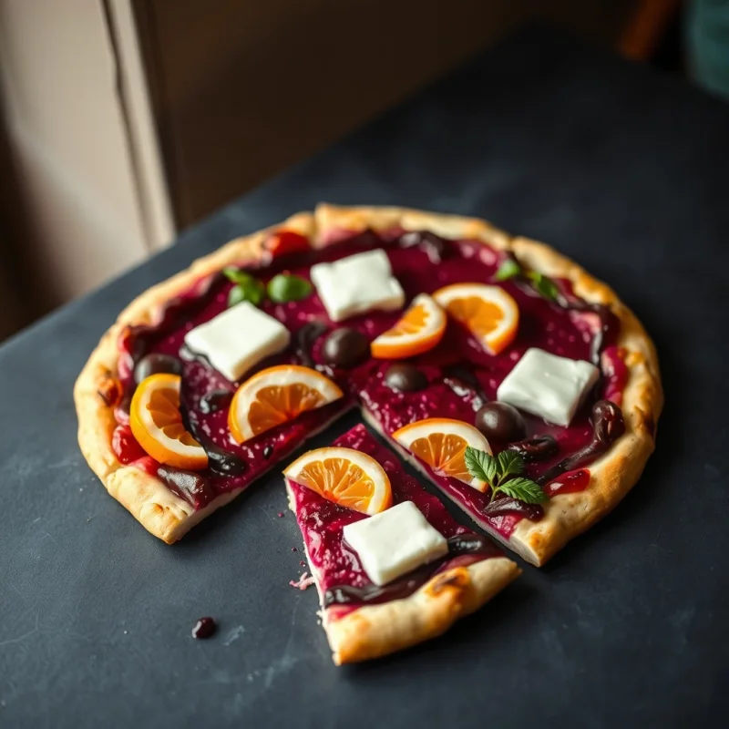 Pizza Sin Gluten de Remolacha y Naranja