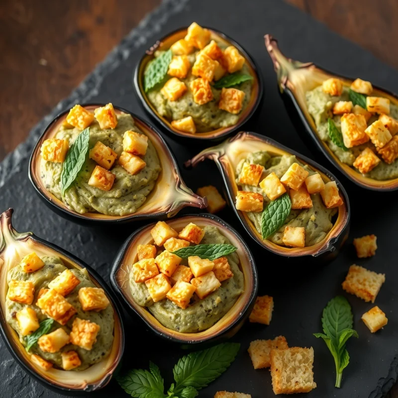 Bolitas de Berenjena y Menta Fresca