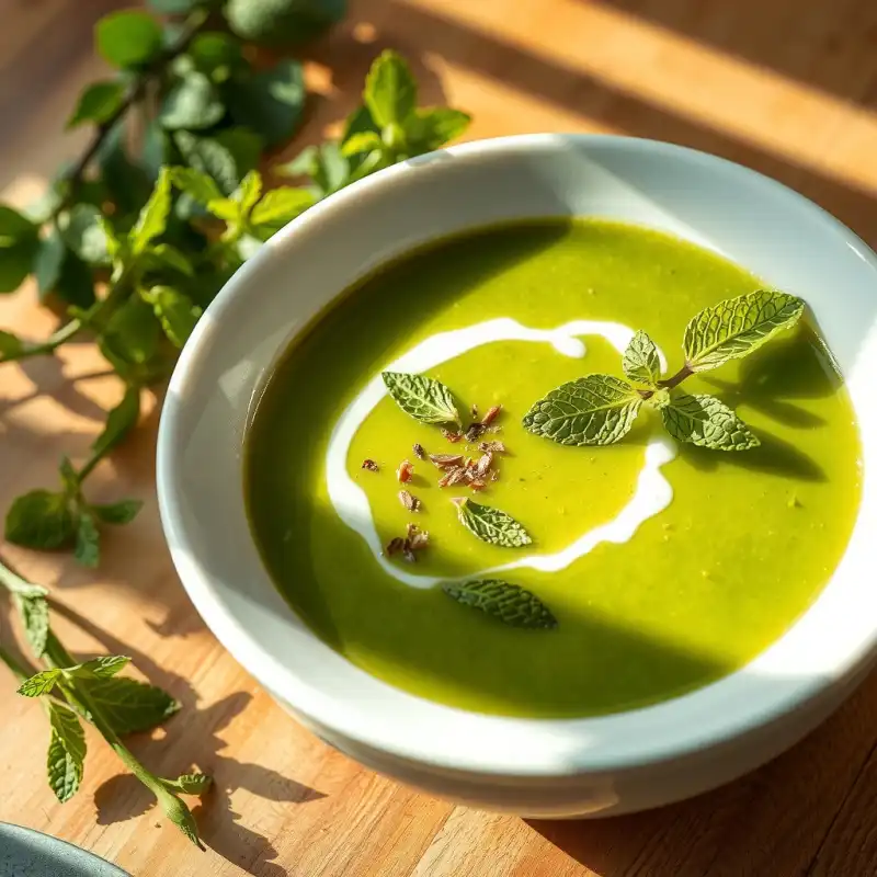 Sopa Refrescante de Calabacín y Menta