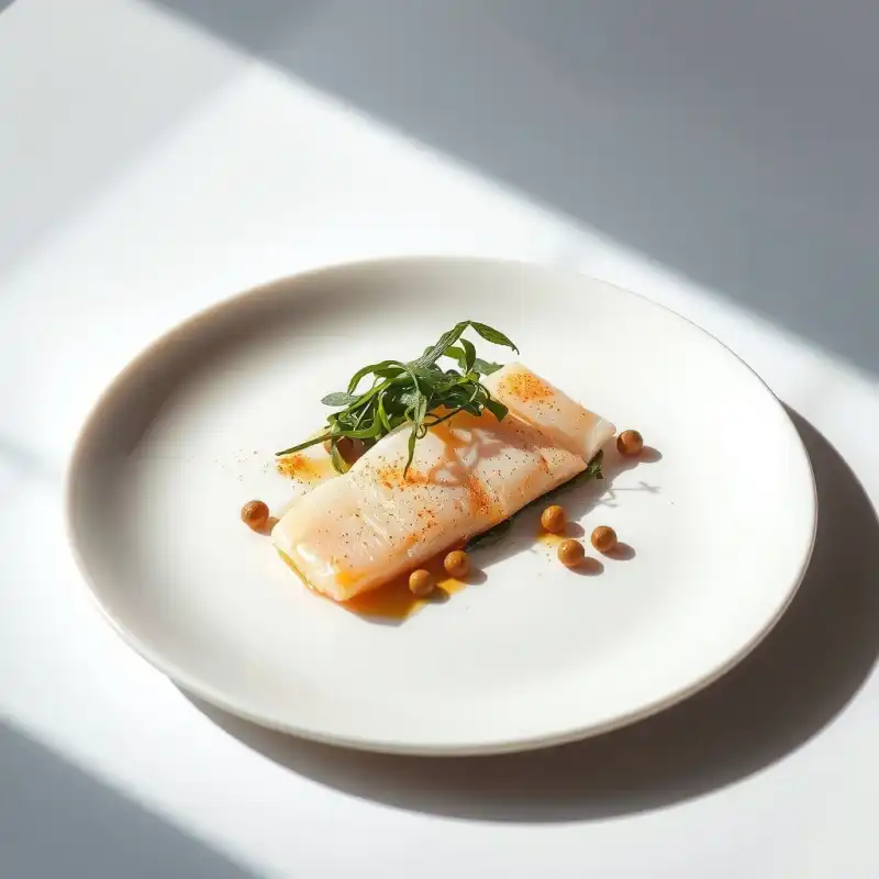 Lomos de Merluza con Algas y Crujiente de Alcaparras