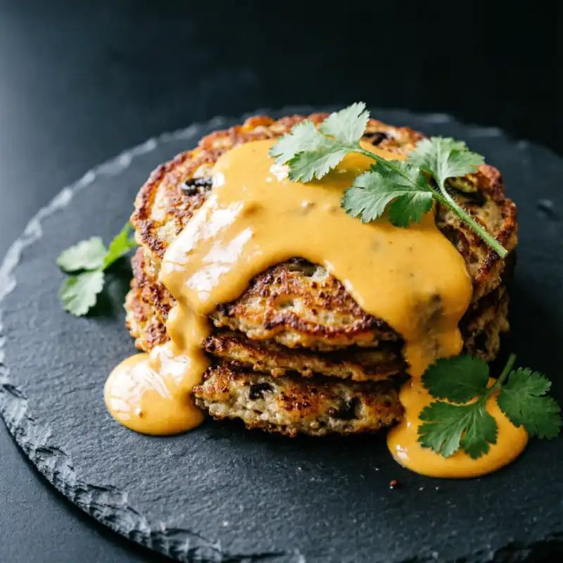Tortitas de Quinua y Setas Doradas con Salsa de Ají Amarillo
