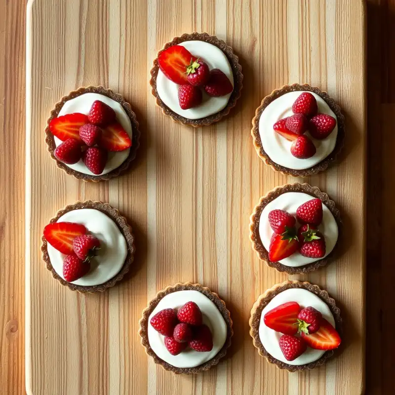 Tartaletas de Fresas y Yogur Bañadas en Miel