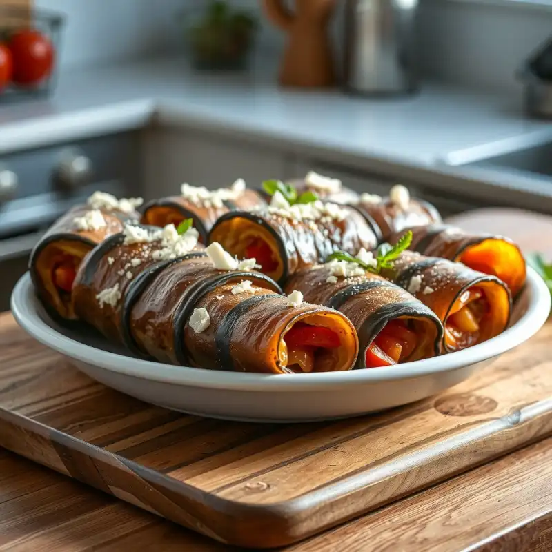 Rollitos Veraniegos de Berenjena y Tomate Fresco