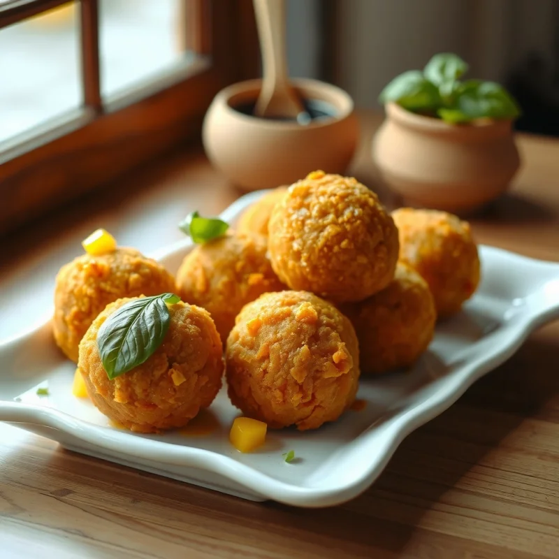 Bolitas de Pollo con Mango y Albahaca
