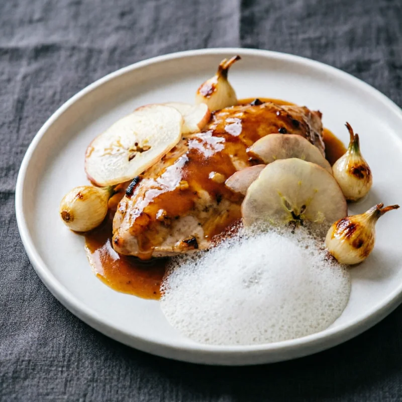 Pechugas Glaseadas con Manzana y Chalotas