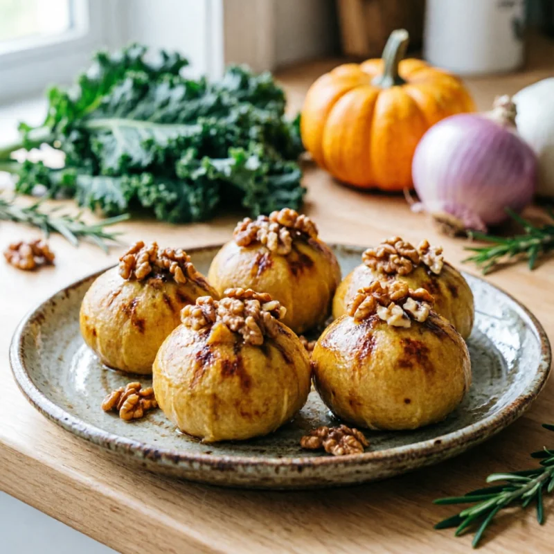 Bolas de Col y Calabaza con Nueces Tostadas
