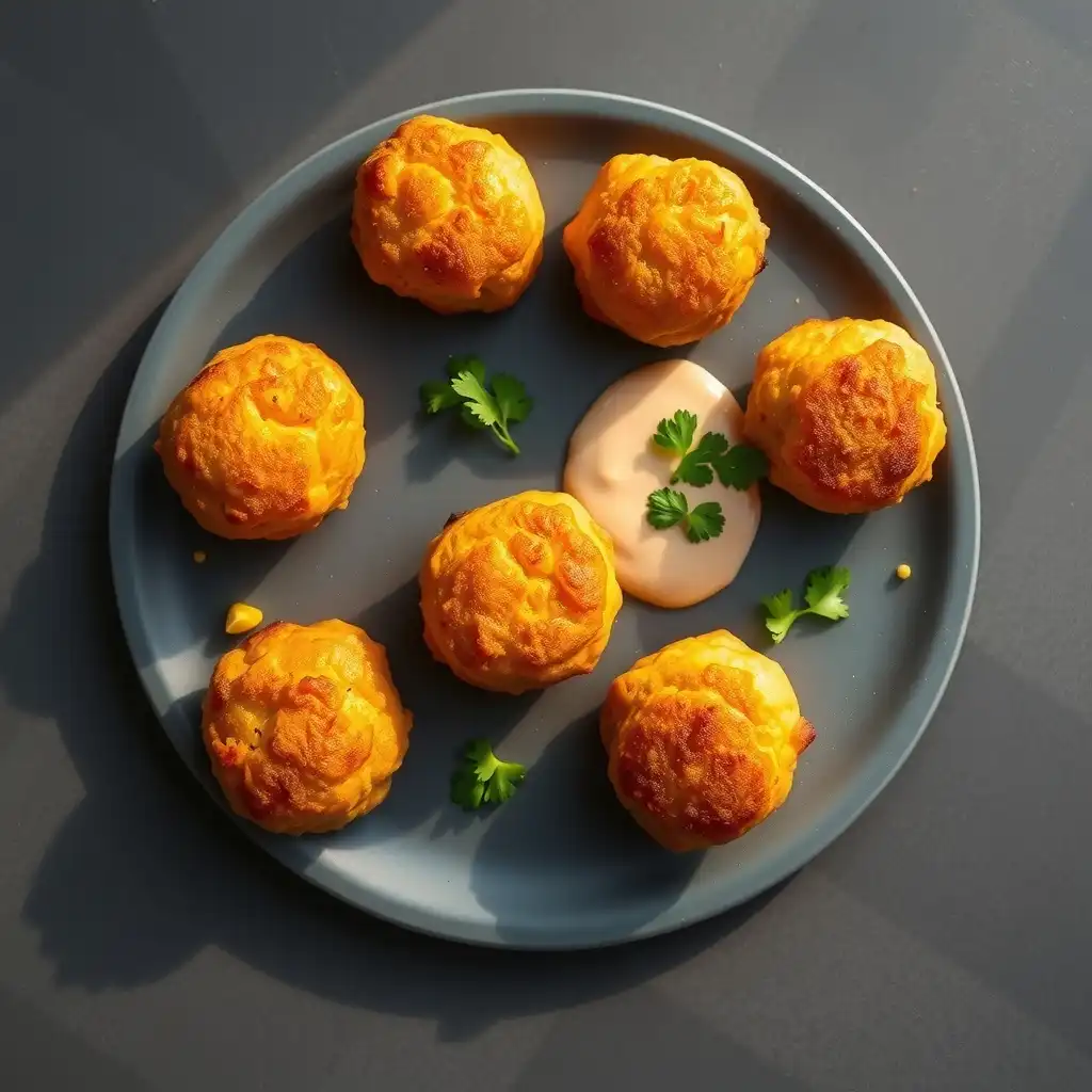 Bolitas de Maíz y Huevo con Alioli de Café
