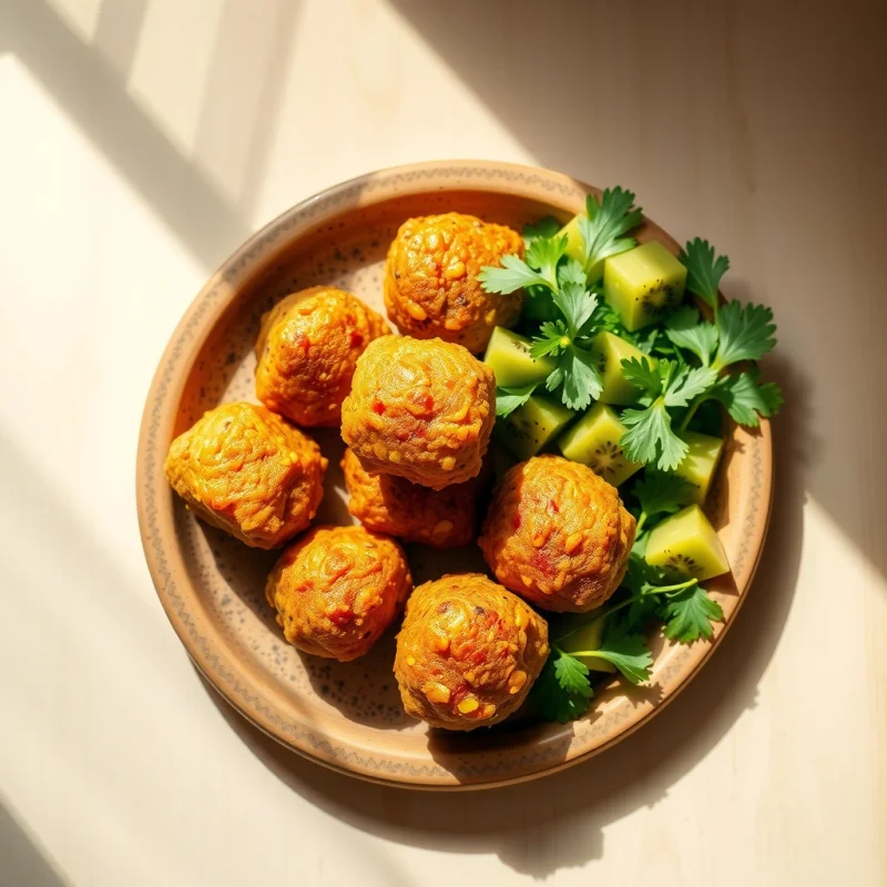 Bolas de Zanahoria Gratinadas y Kiwi Fresco