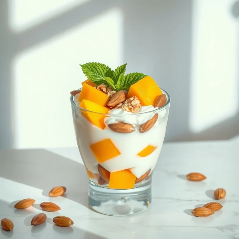 Delicia de Yogur Tropical con Almendras Tostadas