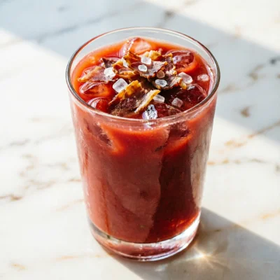 Agua Fresca de Tomate y Albahaca con Toque Crujiente