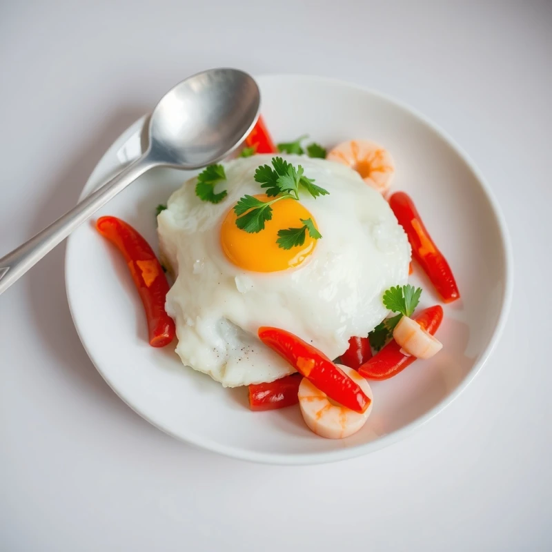 Revuelto Cremoso de Camarones y Pimientos